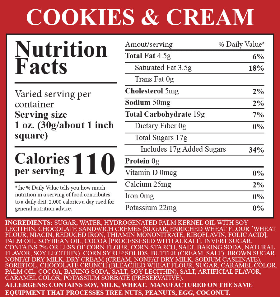 Cookies & Cream Fudge 1 Piece Container