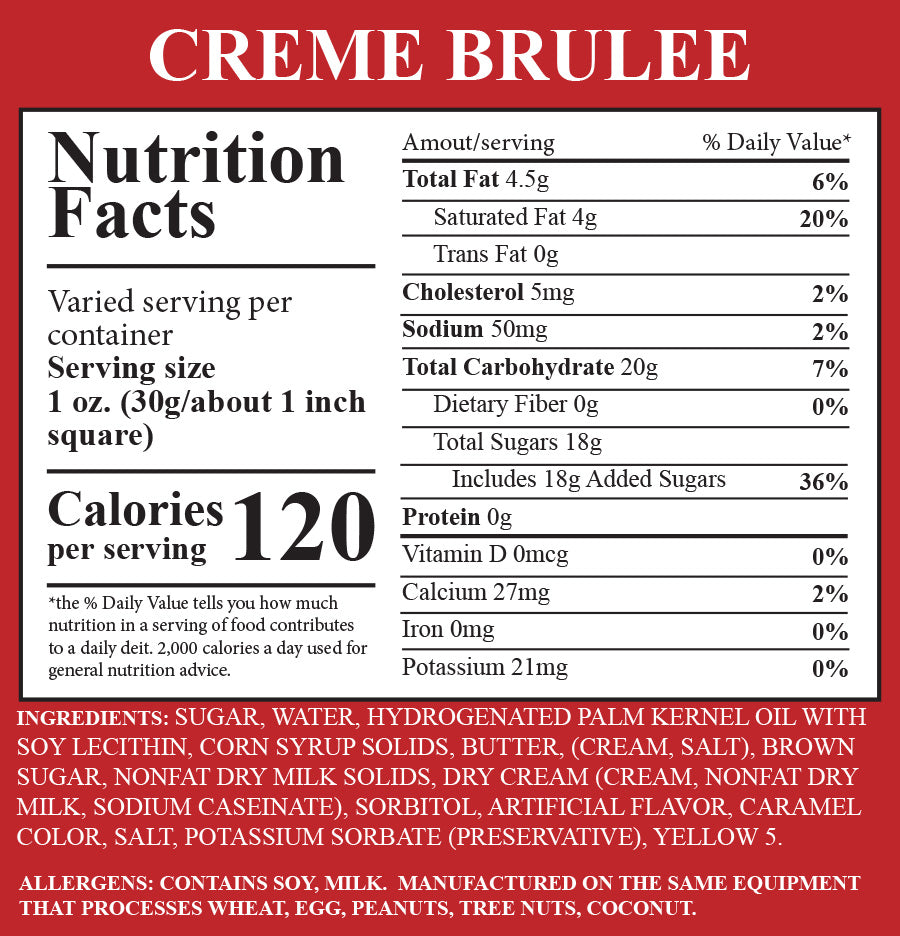 Creme Brulee Fudge 1 Piece Container