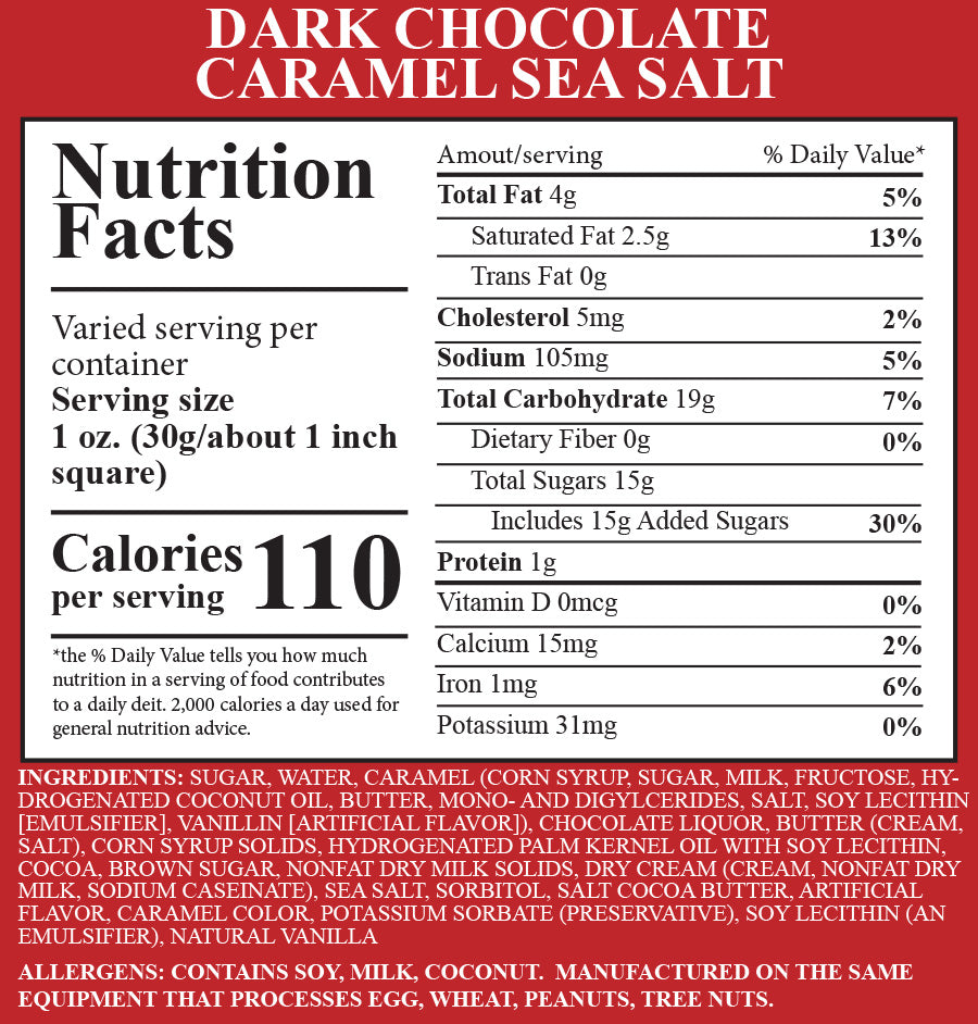 Dark Chocolate Caramel Sea Salt Fudge 1 Piece Container