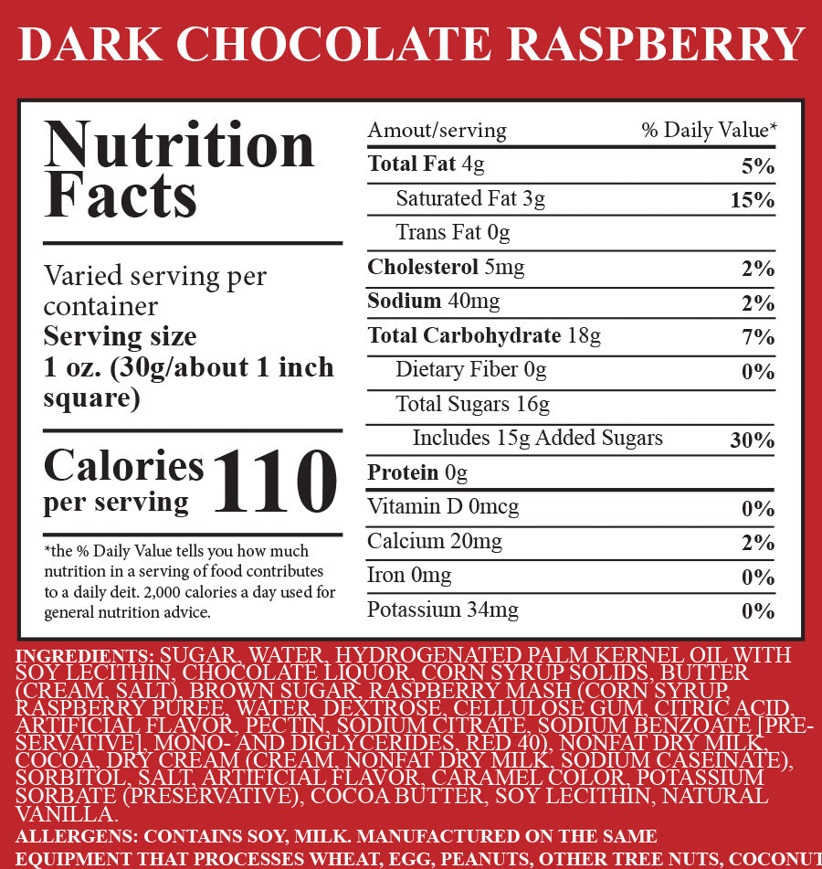 Dark Chocolate Raspberry Fudge 1 Piece Container