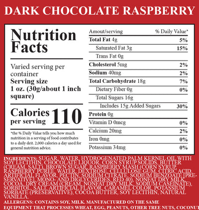 Dark Chocolate Raspberry Fudge 1 Piece Container