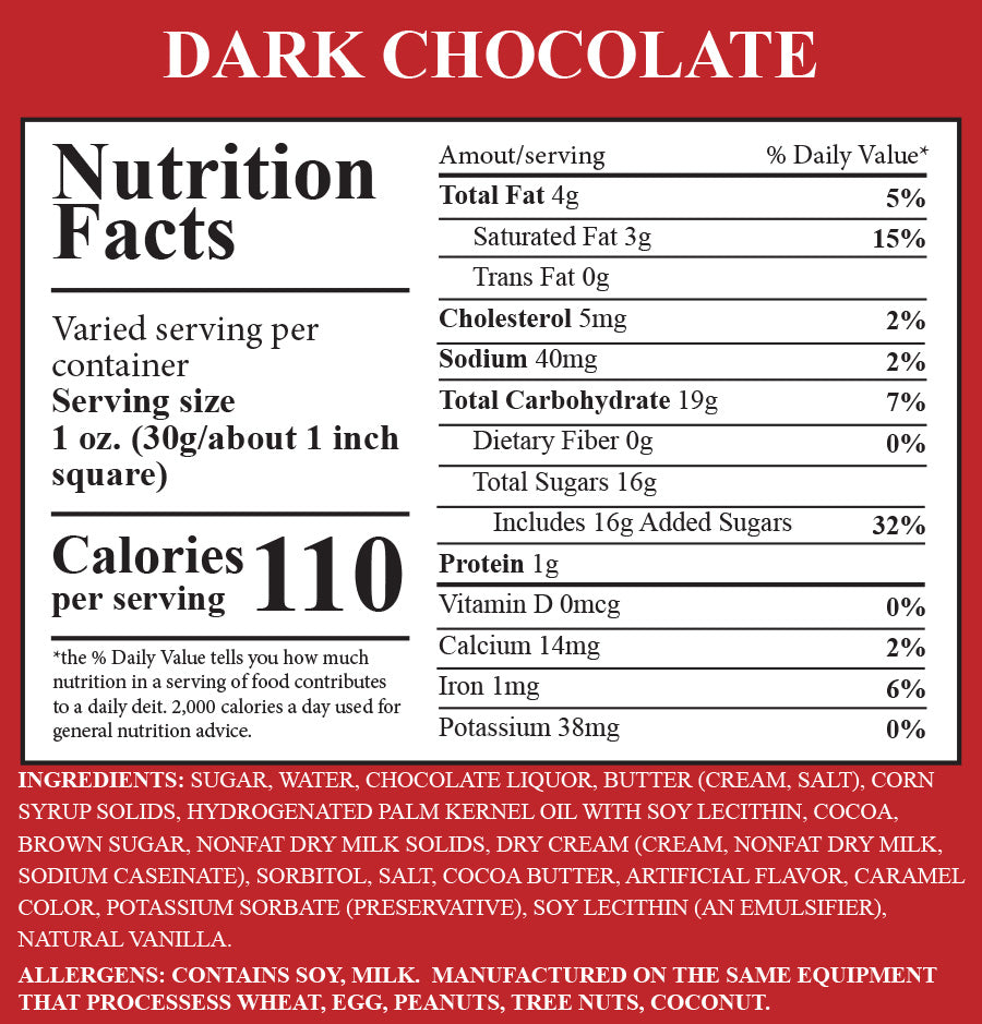 Dark Chocolate Fudge 1 Piece Container
