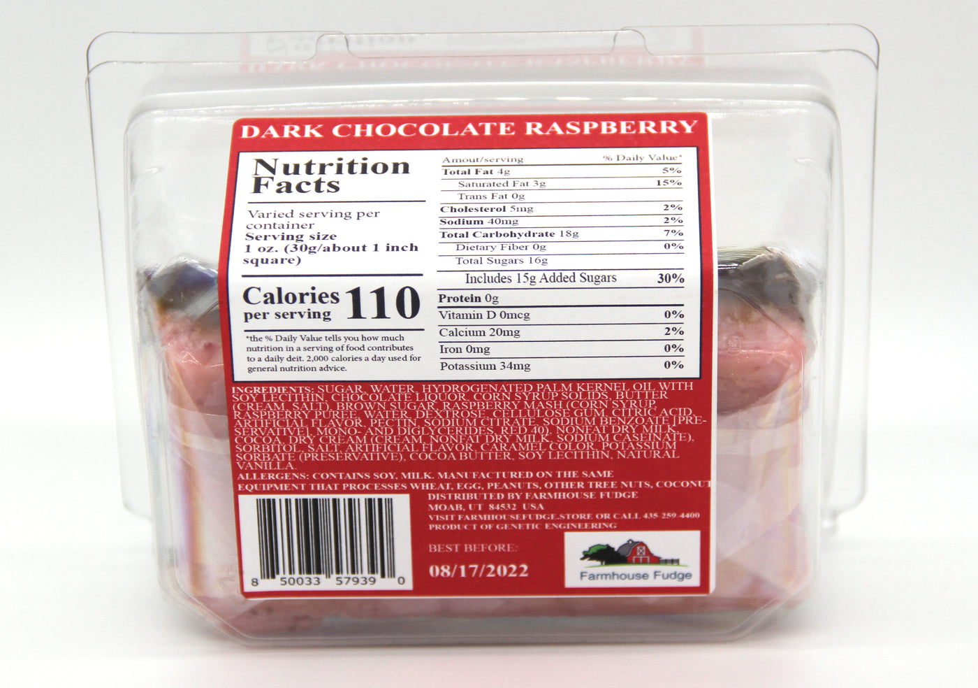 Dark Chocolate Raspberry Fudge 1 Piece Container