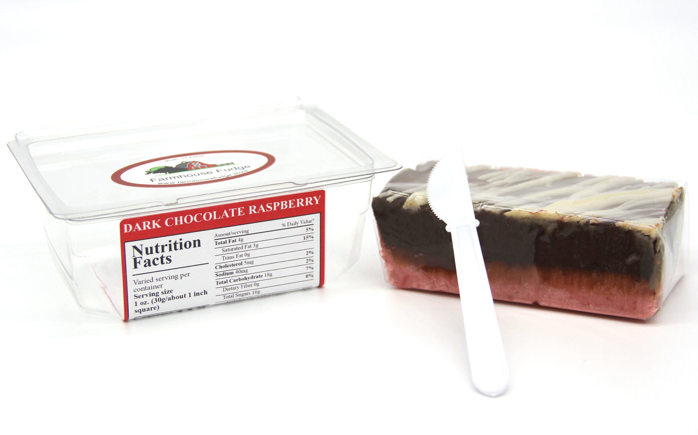 Dark Chocolate Raspberry Fudge 1 Piece Container