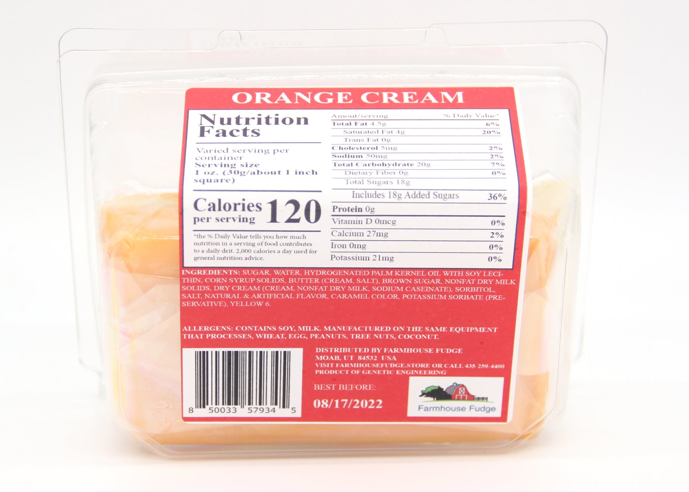 Orange Cream Fudge 1 Piece Container