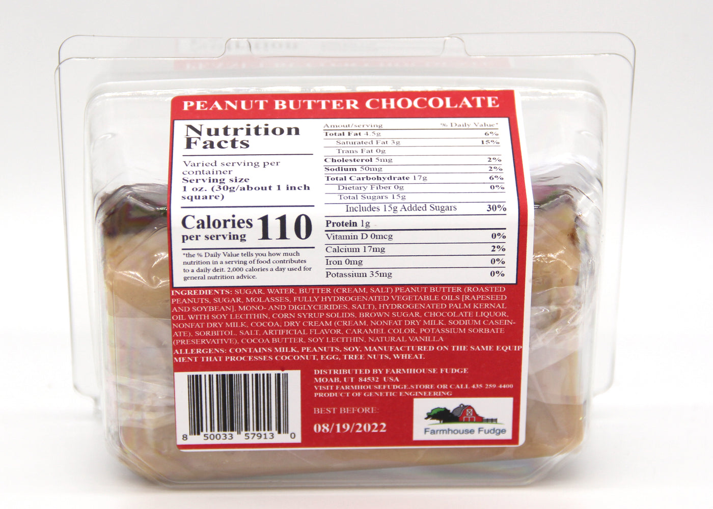 Peanut Butter Chocolate Fudge 1 Piece Container