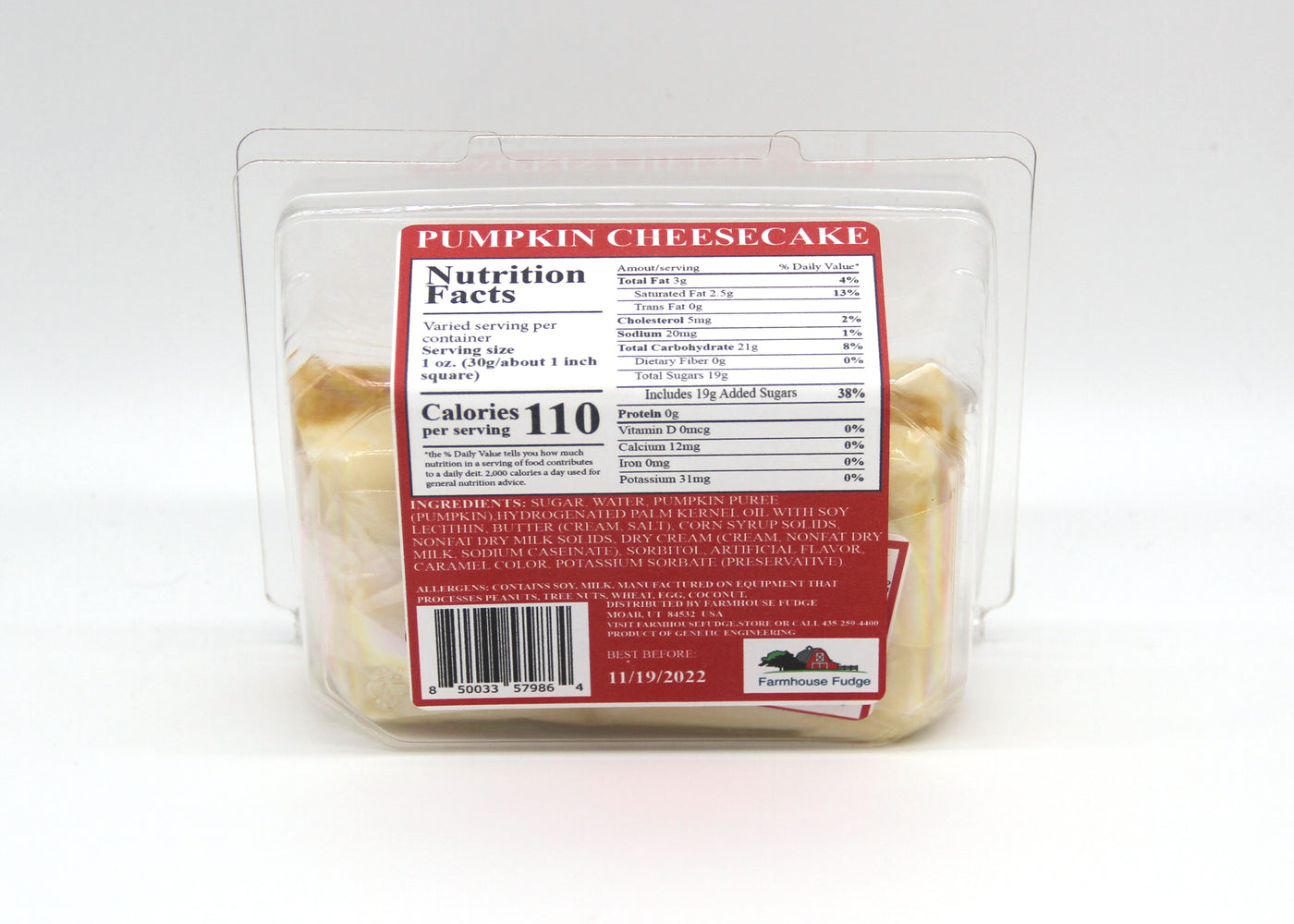 Pumpkin Cheesecake Fudge 1 Piece Container