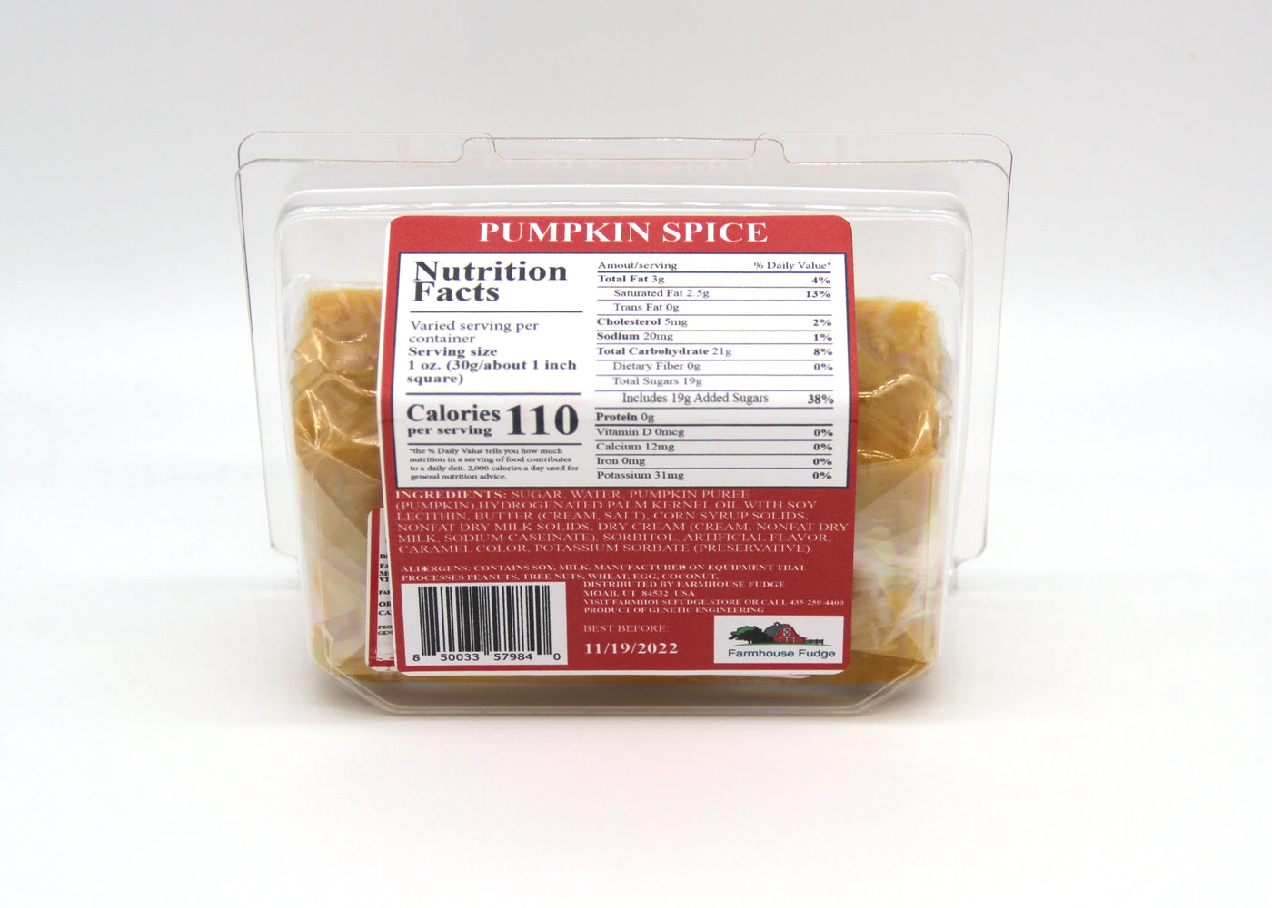 Pumpkin Spice Fudge 1 Piece Container
